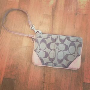 Coach taupe wristlet.